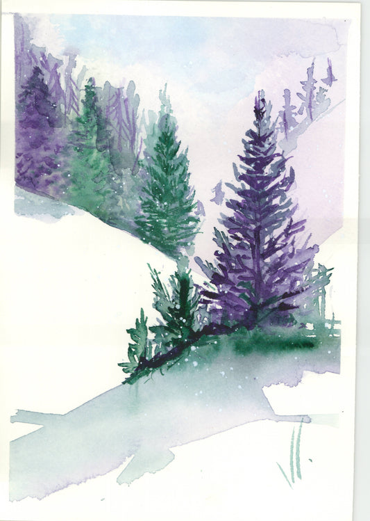 Pareja de paisajes navideños. Original.