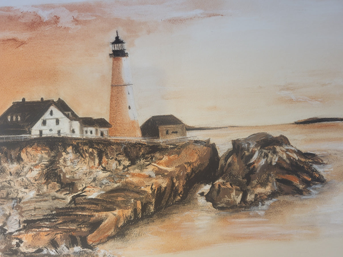 Faro y mar. Original disponible · pieza única.