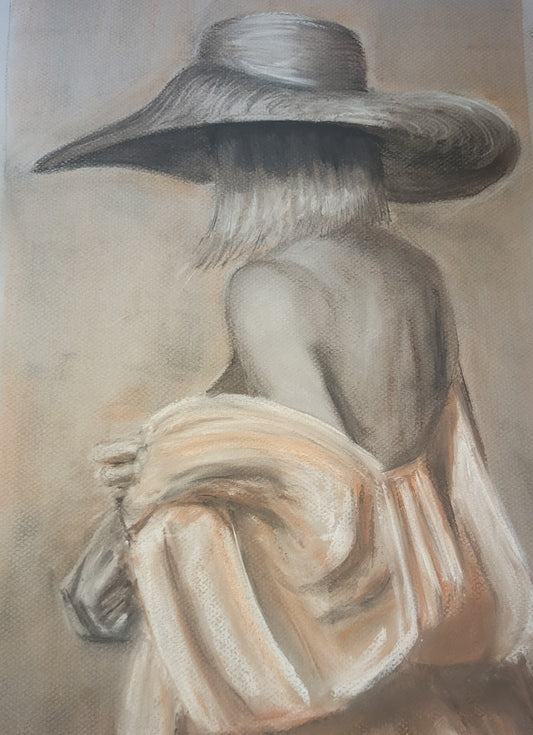 Mujer con sombrero. Original disponible · pieza única.