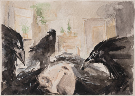 La siesta se alarga. Sentirse a salvo no es estarlo. Original disponible · pieza única.