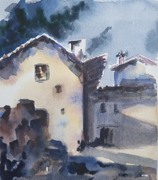 Entre casas y sombras · Original disponible · pieza única.