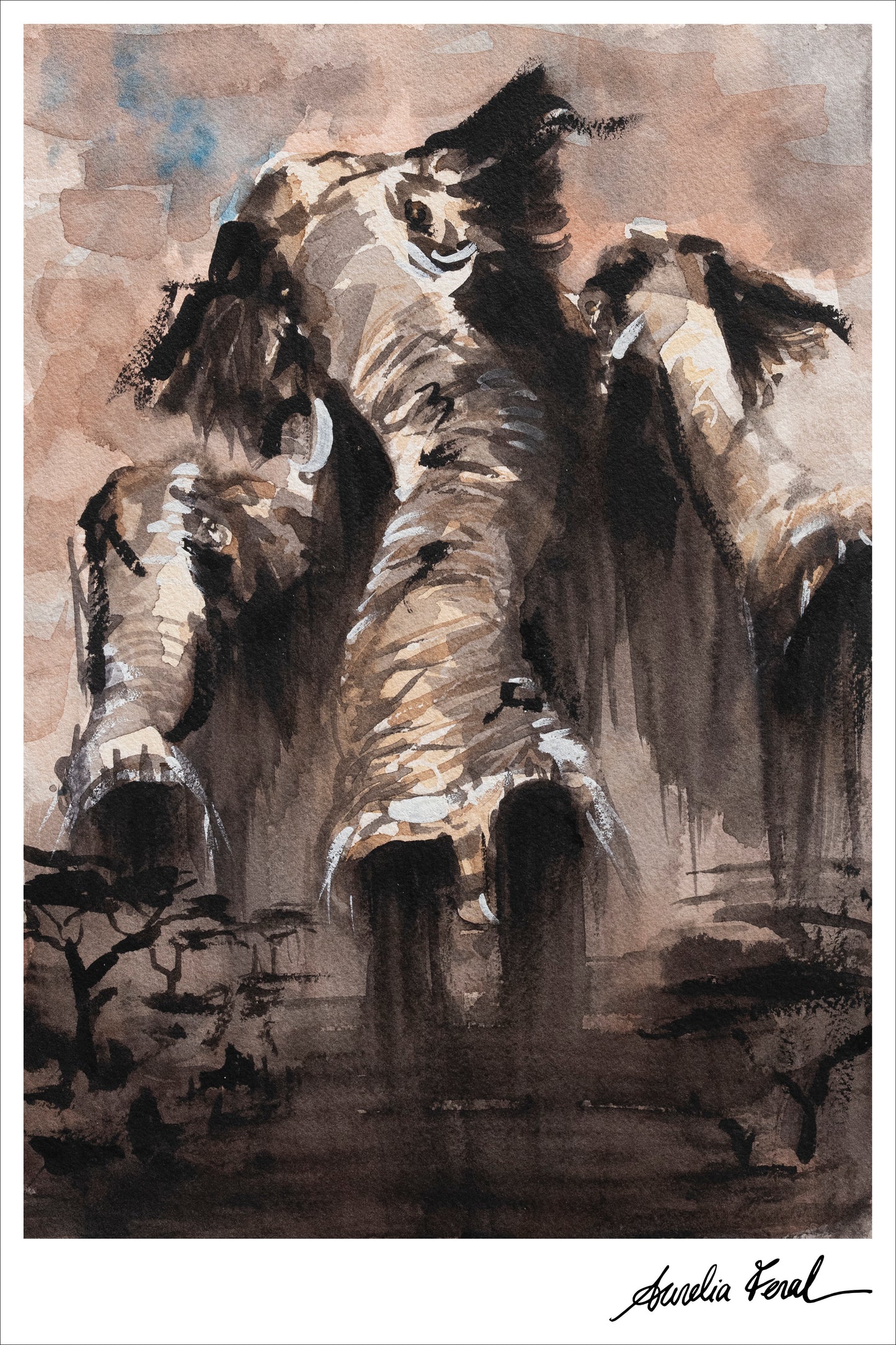 Elefante. No te persigue. Por eso no puedes huir. Láminas artísticas.