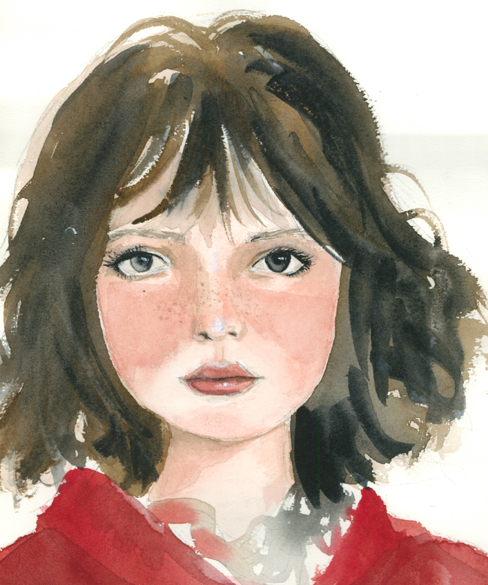 Niña con jersey rojo. Original